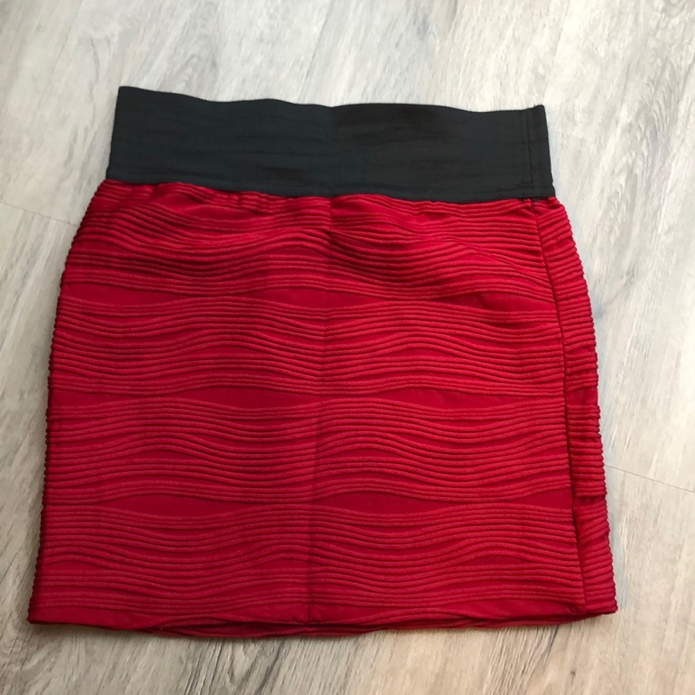 Black and red mini skirt